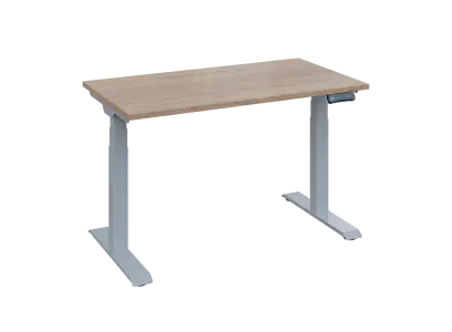 Fleximax 27-12 výškově nastavitelný stůl, kovová podnož stříbrná, deska 25 mm, široký 1200 mm, dub bardolino